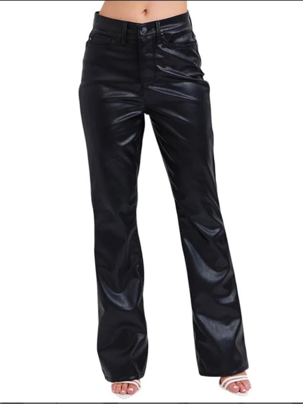 JUDY BLUE HIGH WAIST TUMMY CONTROL FAUX LEATHER BOOTCUT PANTS